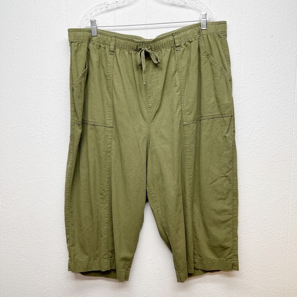 Karen Scott 100% Cotton Pull On Cropped Pants Womens 3X Breathable Casual Summer